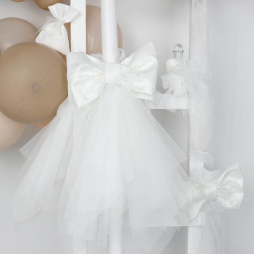 Λαμπάδα Φιόγκος Εκρού Σατέν & Glitter N11