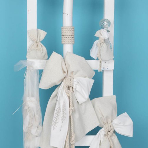 Λαμπάδα Λευκή Σπαγγί με Κέντημα S10