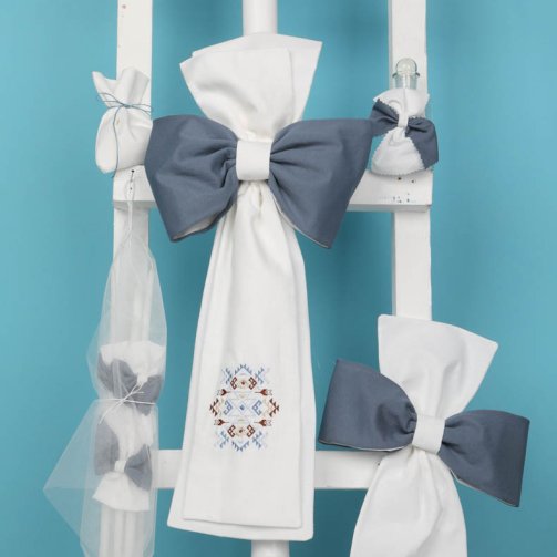 Λαμπάδα Λευκή Ραφ με Κέντημα S11